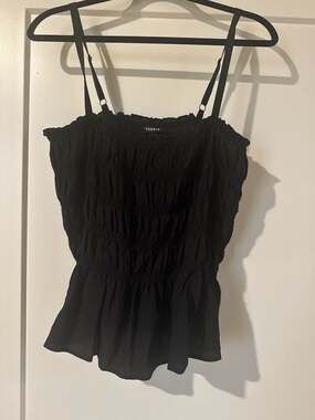 Torrid Black Smocked Peplum Cami Tank Top with Adjustable Straps